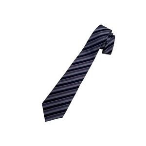 Balmain Silk Tie Purple & Navy Blue Stripes Stylish Designer 100% Silk Paris 60"